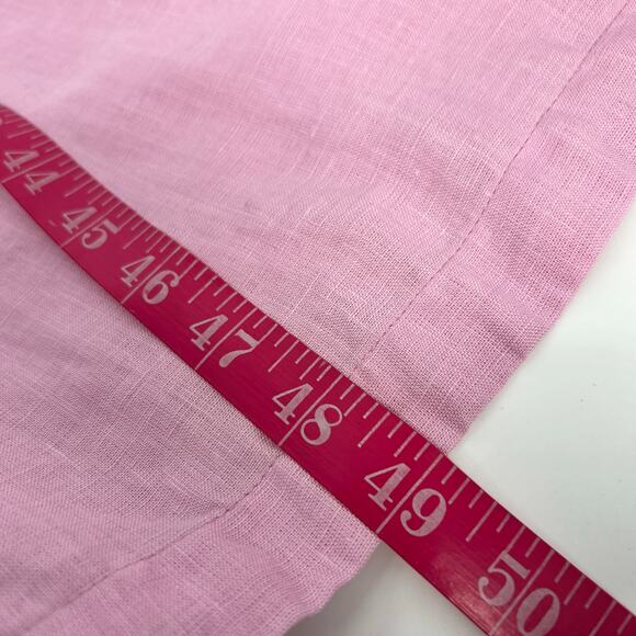 Oliphant 100% Linen Shift Dress Womens Medium Pink V Neck Midi Lagenlook Cottage - Picture 9 of 10